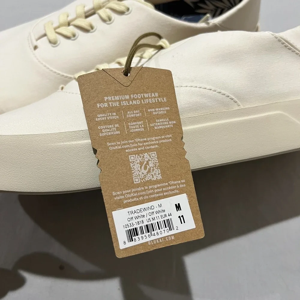NWT Olukai Mens Off White Canvas All Day Comfort Tradewind Casual Shoes Size 11M